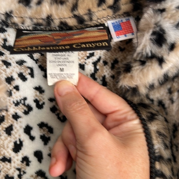 Vintage Cobblestone Canyon Faux Fur Leopard Cheetah Print Vest Size M - Picture 6 of 9